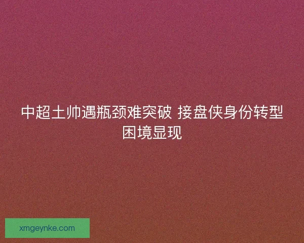 中超土帅遇瓶颈难突破 接盘侠身份转型困境显现