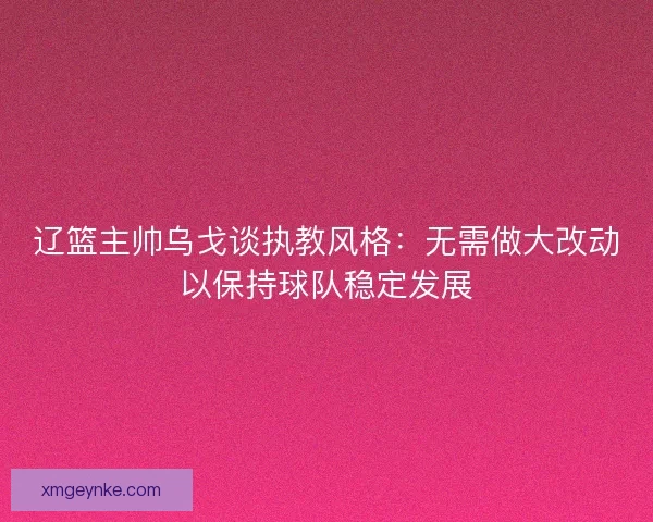 辽篮主帅乌戈谈执教风格：无需做大改动以保持球队稳定发展