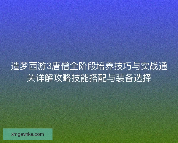 造梦西游3唐僧全阶段培养技巧与实战通关详解攻略技能搭配与装备选择