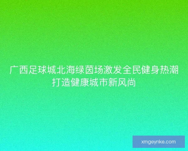 广西足球城北海绿茵场激发全民健身热潮打造健康城市新风尚