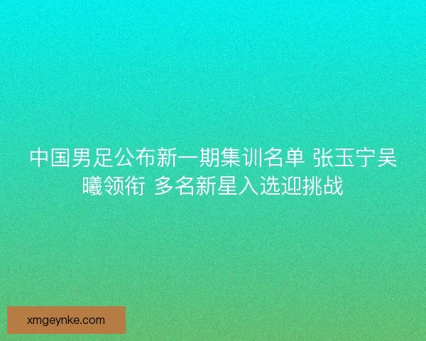 中国男足公布新一期集训名单 张玉宁吴曦领衔 多名新星入选迎挑战