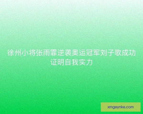 徐州小将张雨霏逆袭奥运冠军刘子歌成功证明自我实力