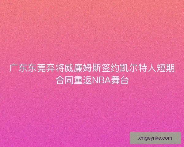广东东莞弃将威廉姆斯签约凯尔特人短期合同重返NBA舞台